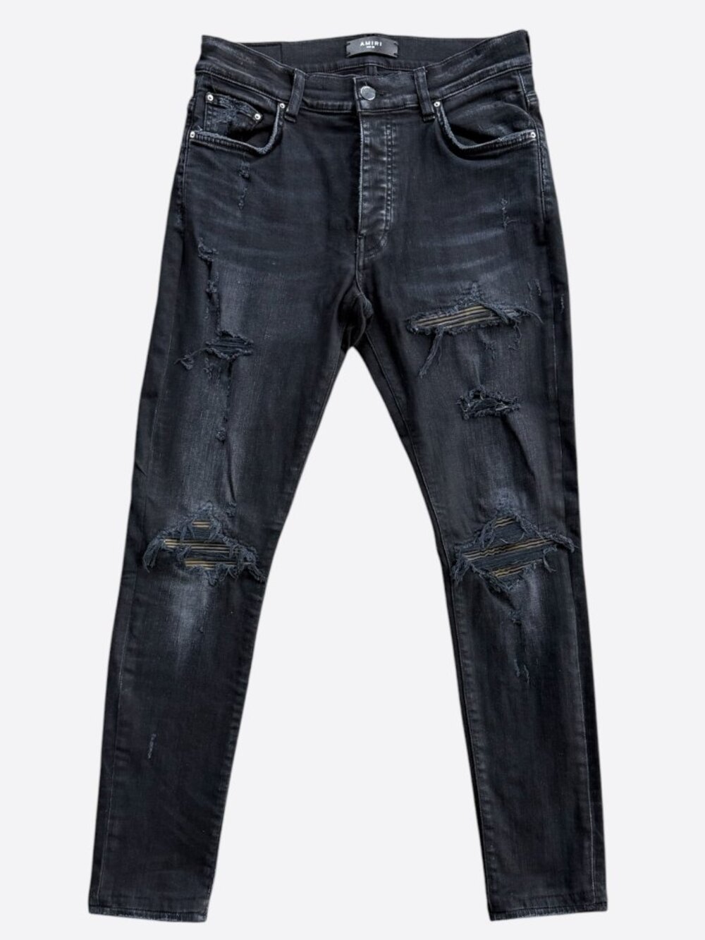 Amiri Aged Black Camouflage Patch MX1 Jeans